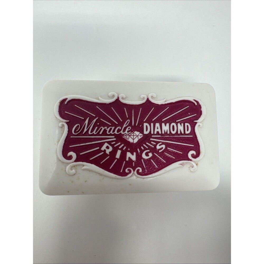 Vintage Celluloid Rectangle Ring Presentation Box Miracle Diamond White Red NYC